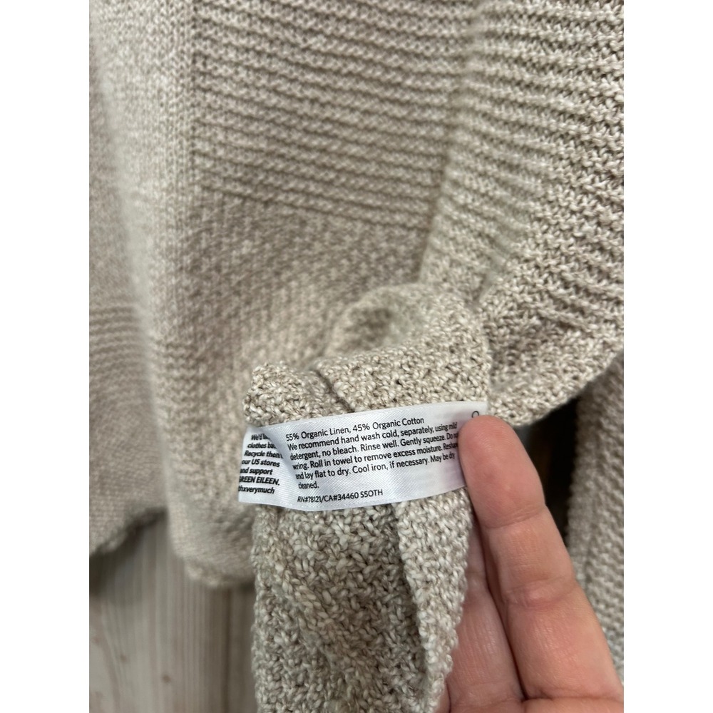 Eileen Fisher Organic Linen Cotton Mixed Stitch Sweater Beige Large L/G - Picture 4 of 7